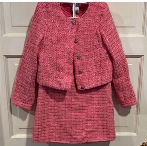 Rachel Zoe Pink Tweed 2-Piece Girls 10, Heart Buttons, Perfect For Valentines